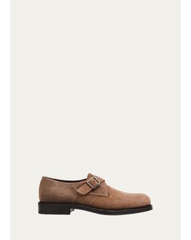 Brunello Cucinelli Men's Suede Monk Strap Derbys