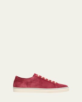 Brunello Cucinelli Men's Vulcanized-Sole Suede Low-Top Sneakers