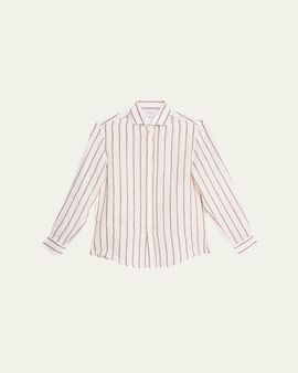 Brunello Cucinelli Men's Wide Stripe Cotton Sport Shirt