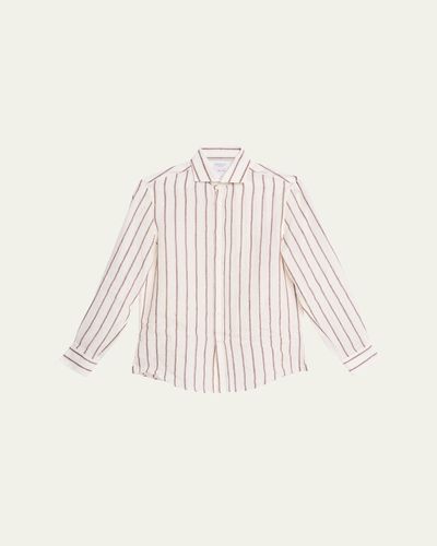 Brunello Cucinelli Men's Wide Stripe Cotton Sport Shirt