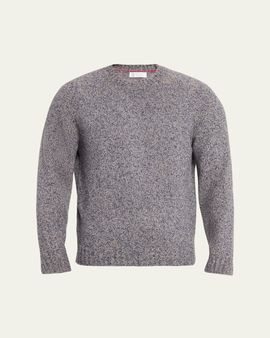Brunello Cucinelli Men's Wool, Silk and Cashmere Donegal Crewneck Sweater