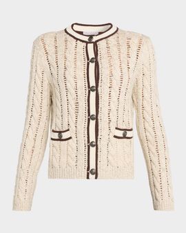 Brunello Cucinelli Micro Sequin Openwork Cable Knit Cardigan