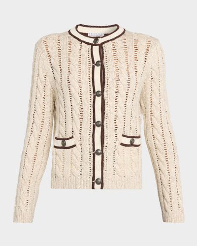 Brunello Cucinelli Micro Sequin Openwork Cable Knit Cardigan