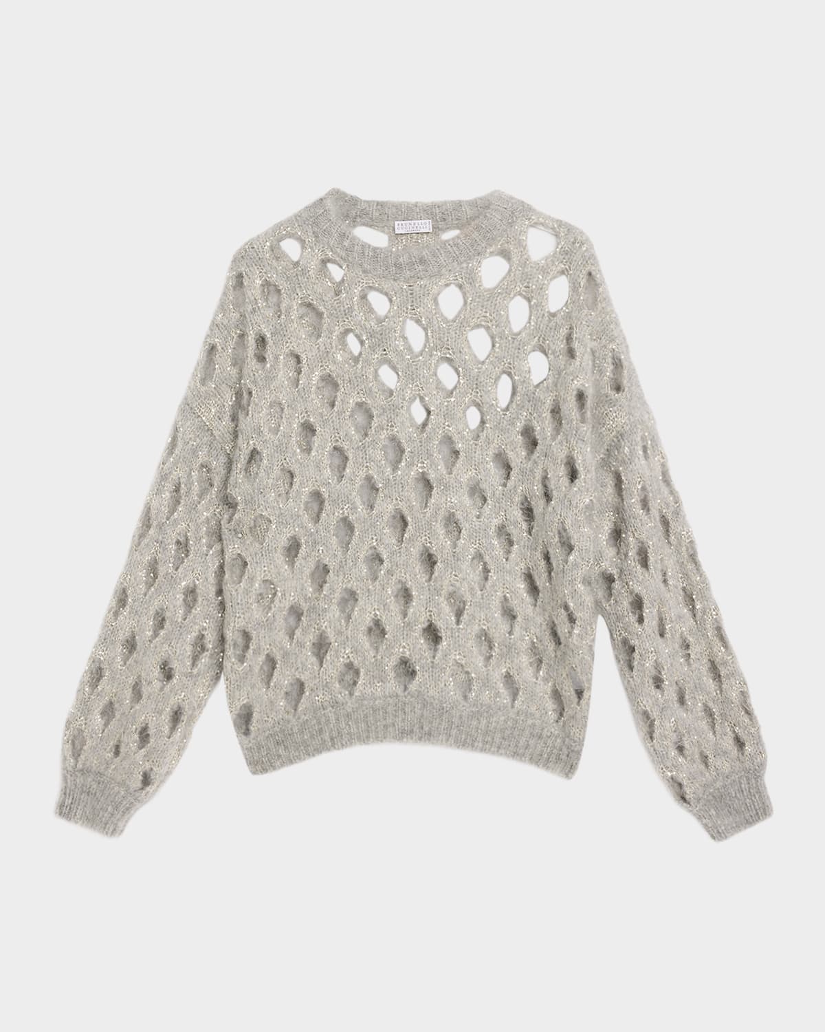 Brunello Cucinelli Mohair Diamante Openwork Sweater