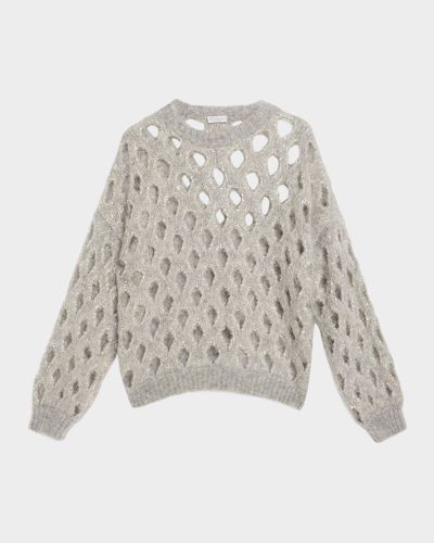 Brunello Cucinelli Mohair Diamante Openwork Sweater
