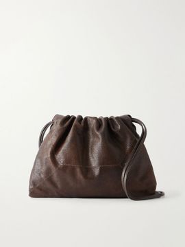 BRUNELLO CUCINELLI Monili-embellished lizard-effect leather shoulder bag