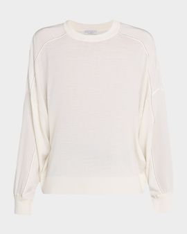 Brunello Cucinelli Monili-Trim Sleeve-Panel Cashmere Sweater