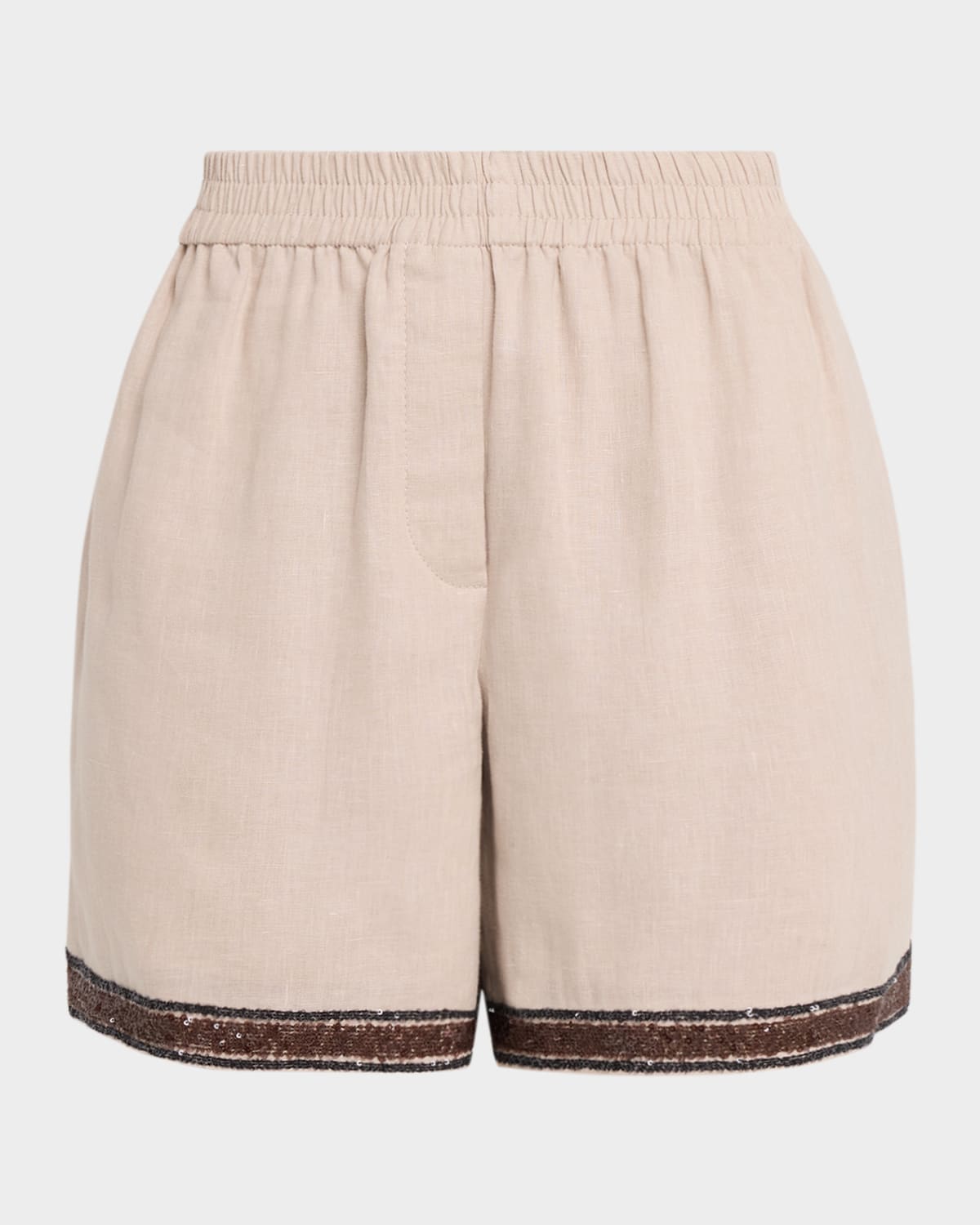 Brunello Cucinelli Paillette Embroidered Linen Bermuda Shorts