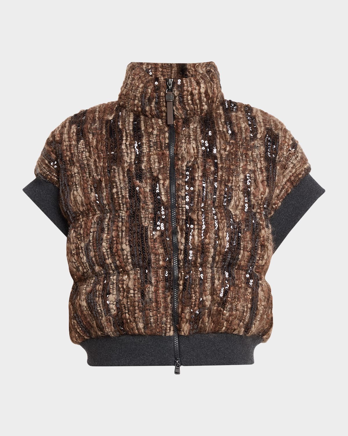 Brunello Cucinelli Paillette Mohair Boucle Padded Vest
