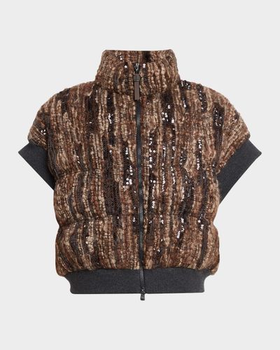Brunello Cucinelli Paillette Mohair Boucle Padded Vest
