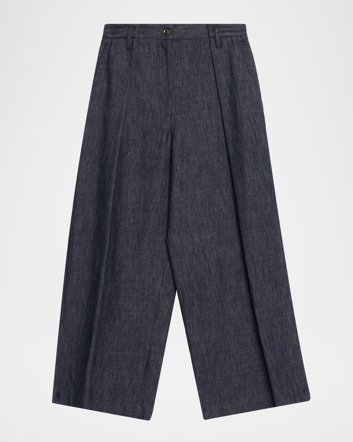 Brunello Cucinelli Pleated Straight-Leg Ankle Jeans