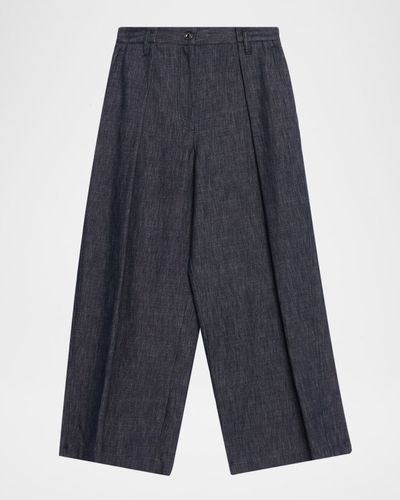 Brunello Cucinelli Pleated Straight-Leg Ankle Jeans