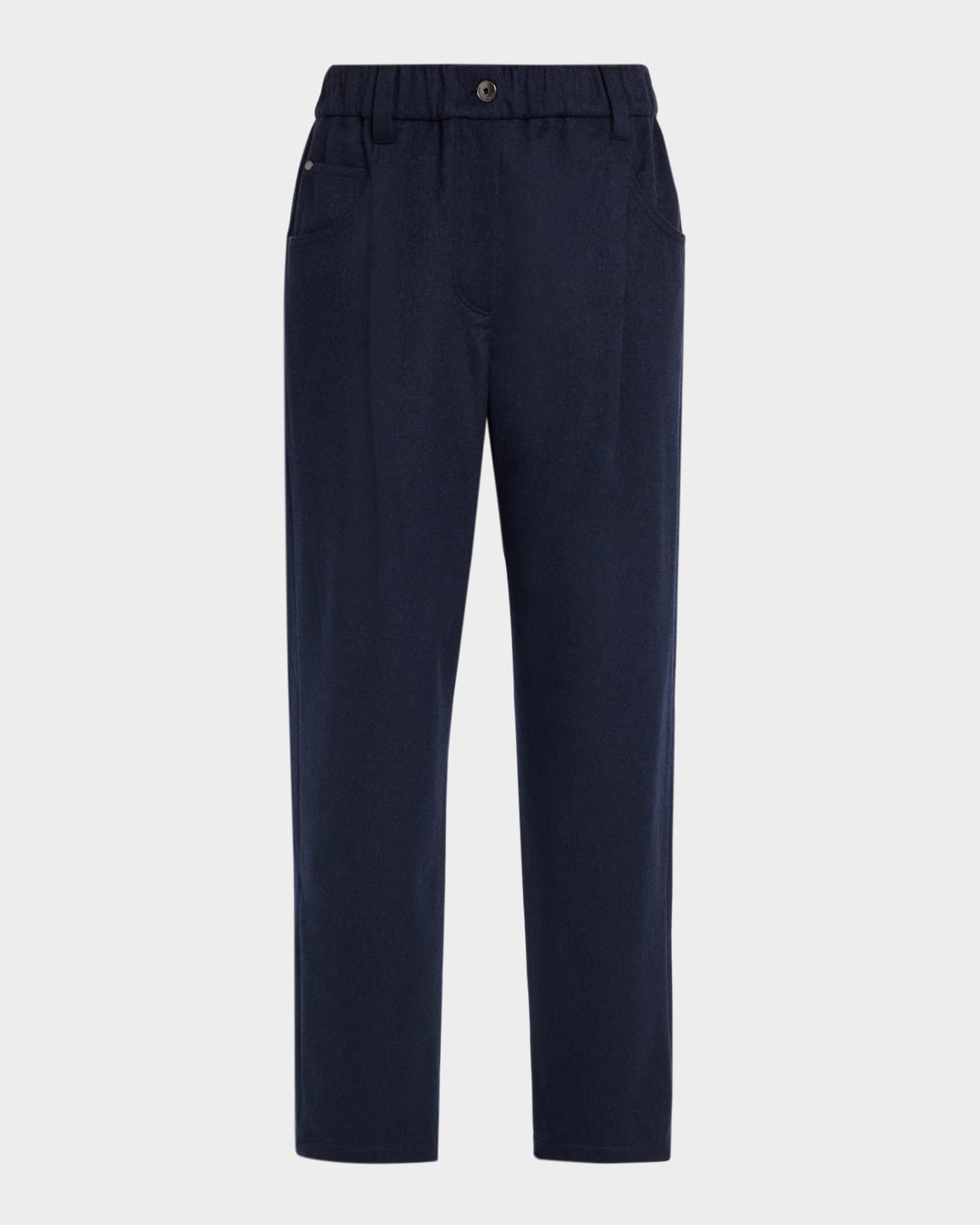 Brunello Cucinelli Pleated Wool Straight-Leg Pants