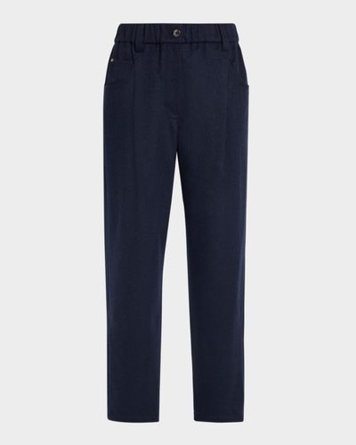 Brunello Cucinelli Pleated Wool Straight-Leg Pants