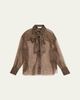 Brunello Cucinelli Pois-Lier Print Long-Sleeve Silk Blouse - 1