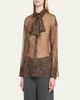 Brunello Cucinelli Pois-Lier Print Long-Sleeve Silk Blouse - 4