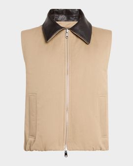 Brunello Cucinelli Reversible Check Padded Cotton-Linen Vest