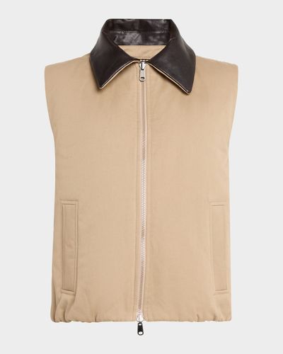 Brunello Cucinelli Reversible Check Padded Cotton-Linen Vest