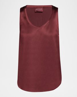 Brunello Cucinelli Scoop-Neck Sleeveless Satin Blouse