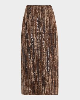 Brunello Cucinelli Sequined Boucle Midi Skirt