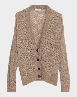 Brunello Cucinelli Sequined Mesh-Knit Cardigan