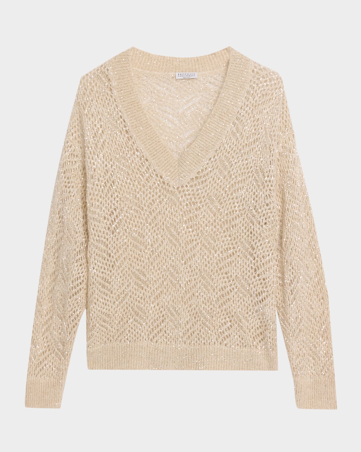 Brunello Cucinelli Sequined Open-Knit Sweater