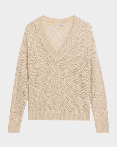 Brunello Cucinelli Sequined Open-Knit Sweater
