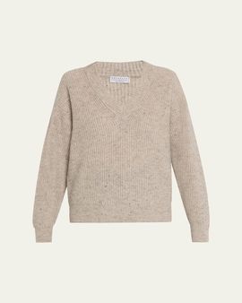 Brunello Cucinelli Shimmering Cashmere-Mohair Crewneck Sweater