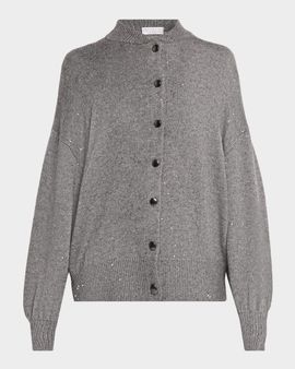 Brunello Cucinelli Shimmering Cashmere-Silk Cardigan