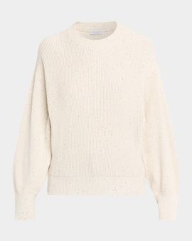 Brunello Cucinelli Shimmering Linen-Cotton Knit Crewneck Sweater