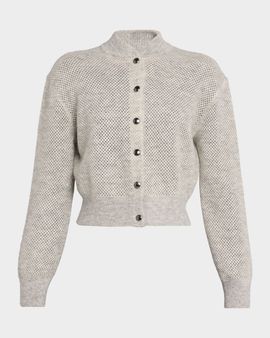 Brunello Cucinelli Shimmering Mohair Net Knit Cardigan