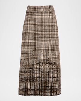Brunello Cucinelli Shimmering Paillette Check Midi Skirt