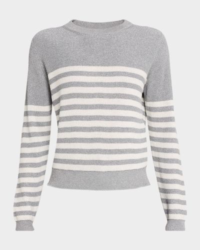 Brunello Cucinelli Shimmering Striped Knit Crewneck Sweater
