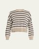 Brunello Cucinelli Shimmering Striped Wool-Cashmere Crop Sweater - 1