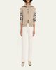 Brunello Cucinelli Shimmering Striped Wool-Cashmere Crop Sweater - 2