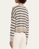 Brunello Cucinelli Shimmering Striped Wool-Cashmere Crop Sweater - 3