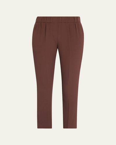 Brunello Cucinelli Silk Crepe Slim-Leg Ankle Pull-On Pants