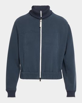 Brunello Cucinelli Smooth Cotton Fleece Track Jacket