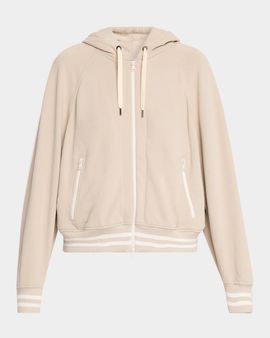 Brunello Cucinelli Smooth Cotton Fleece Zip Hoodie