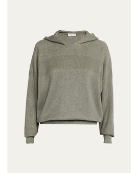 Brunello Cucinelli Sparkle Rib Knit Hooded Sweater