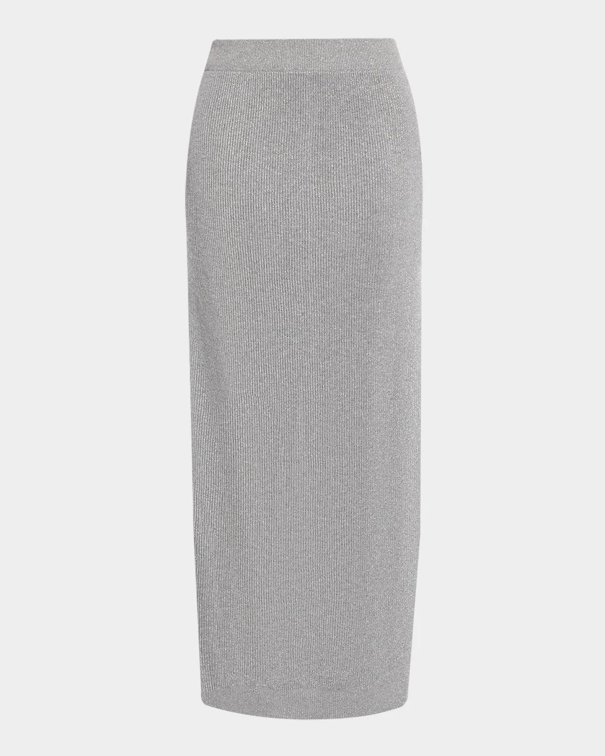 Brunello Cucinelli Sparkle Rib Knit Maxi Skirt