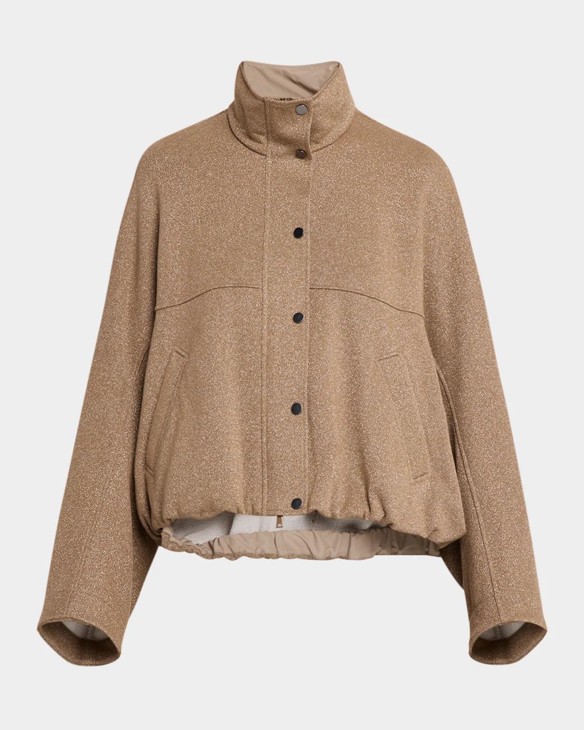 Brunello Cucinelli Sparkling Fleece Snap-Button Track Jacket