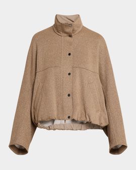 Brunello Cucinelli Sparkling Fleece Snap-Button Track Jacket