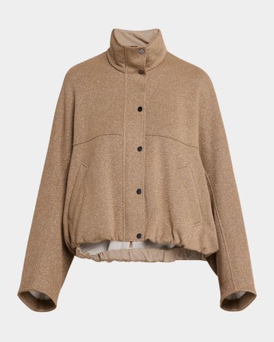Brunello Cucinelli Sparkling Fleece Snap-Button Track Jacket