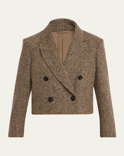 Brunello Cucinelli Sparkling Wool Herringbone Blazer