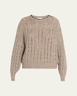 Brunello Cucinelli Sparkly Cable-Knit Sweater