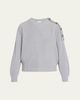 Brunello Cucinelli Sporty Button-Shoulder Cotton Diamante Crewneck Sweater - 1