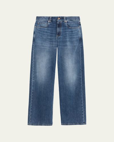 Brunello Cucinelli Straight-Leg Medium Wash Denim Jeans