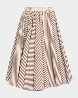 Brunello Cucinelli Stripe Cotton Poplin Midi Circle Skirt