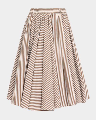 Brunello Cucinelli Stripe Cotton Poplin Midi Circle Skirt